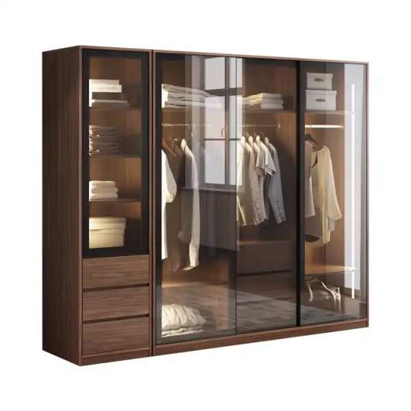 Tủ cánh kính cường lực khung gỗ melamine giá rẻ QA167